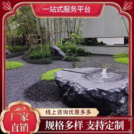 中式庭院石雕水钵批发 大型园林装饰石雕 色调淡雅